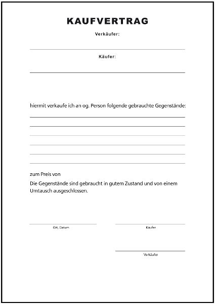 Unser muster zeigt ihnen, wie ein vorvertrag für den autokauf aussehen kann. Privater Kaufvertrag Küche Vorlage | Mustervertrag ...