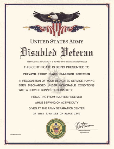 Disabled Veteran Certificate And Plastic Id Card