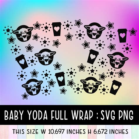 Full Wrap Starbucks Baby Yoda Cold Cup Svg Dyi Venti Cup Etsy