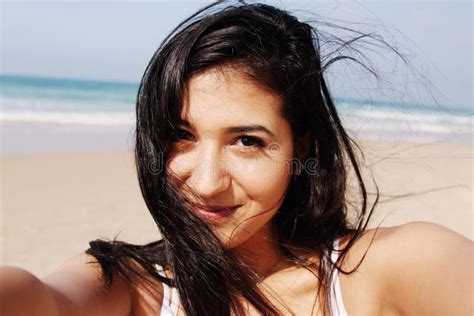 Beautiful Girl Smiling On The Beach Stock Photo Image Of Adult Happy