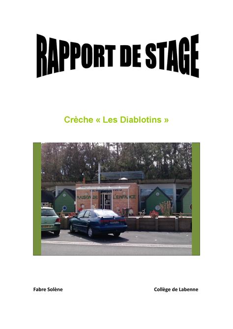 Exemple De Rapport De Stage Dobservation En Entreprise 3eme