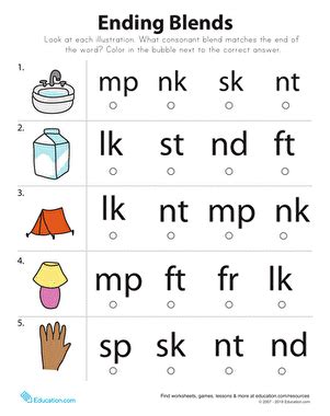 Maybe you would like to learn more about one of these? End Blends | Worksheet | Education.com