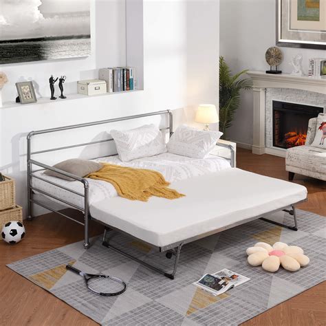 Buy Merax Daybed With Pop Up Trundle Twin Metal Sofa Bed With