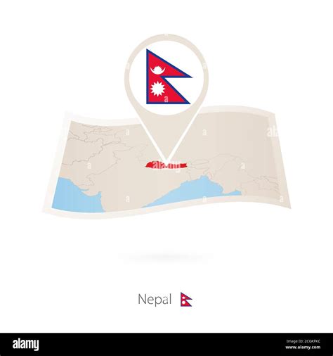 Folded Paper Map Of Nepal With Flag Pin Of Nepal Vector Illustration Stock Vector Image And Art