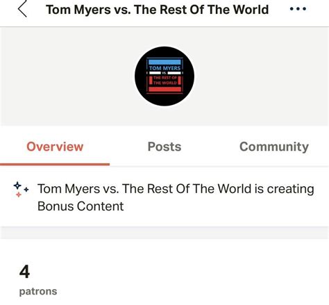 Congrats to Tom Myers on getting that illustrious 4th patron