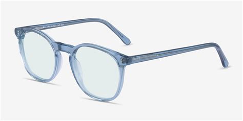 Safari Round Clear Blue Frame Prescription Sunglasses Eyebuydirect