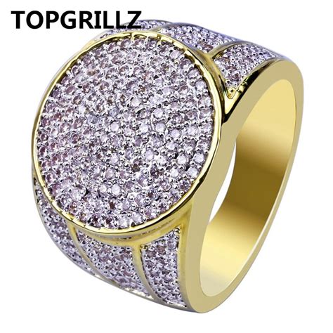 Topgrillz Gold Color Plated Iced Out Micro Pave Cubic Zircon Bling Ring