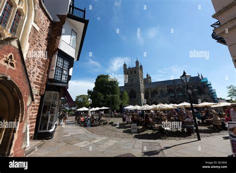 Exeter Cathedral Yard And The St Martins Church And Mols Coffee House