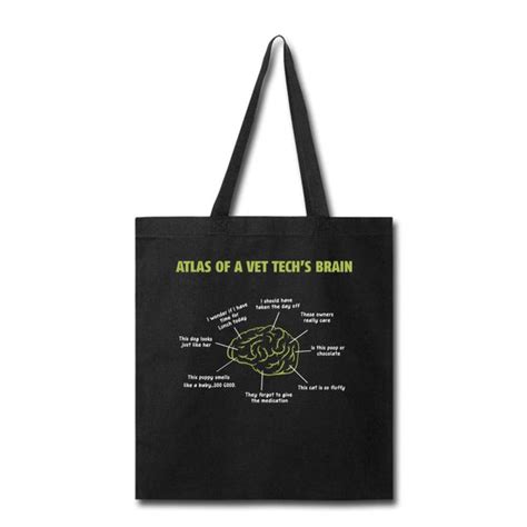 Atlas Of A Vet Techs Brain Cotton Tote Bag I Love Veterinary