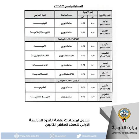 مواعيد بدء امتحانات الشهادة الإعدادية. جدول امتحانات الثانوية العامة 2020 الكويت - الوطنية للإعلام