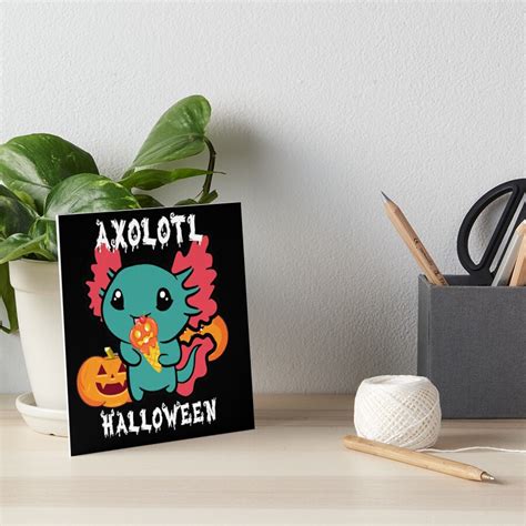 Blue Axolotl Halloween Cute Axolotl Eating Pumpkin Ice Cream Costume