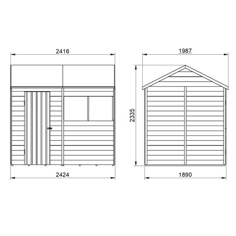 8x6 Wooden Garden Shed Single Door Reverse Apex Sheds Overlap Clad 8ft