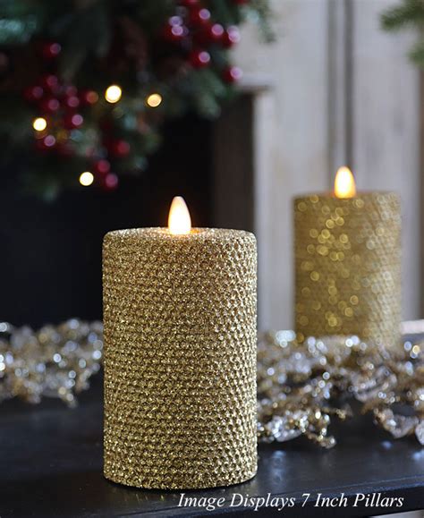 4 Inch Gold Glittered Honeycomb Wax Flameless Candle