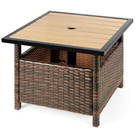 Best Choice Products Wicker Rattan Patio Side Table Outdoor Furniture For Garden Pool Deck W