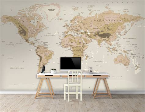 Map Wallpaper Self Adhesive Peel And Stick Removable Soft Etsy Map