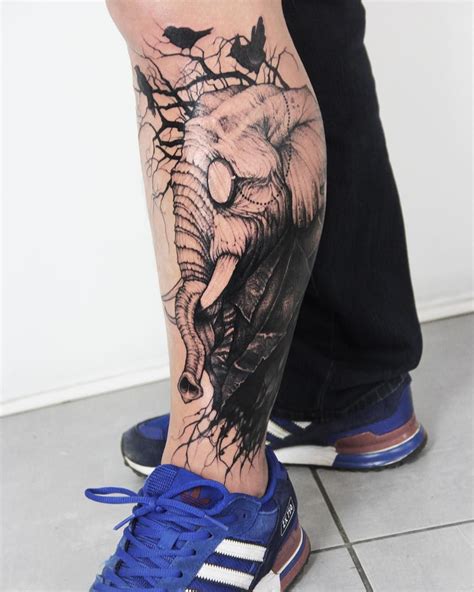 elephant tattoo on leg tattoo ideen