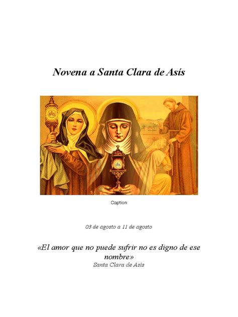 Novena A Santa Clara De Asís Pdf Oración Jesús