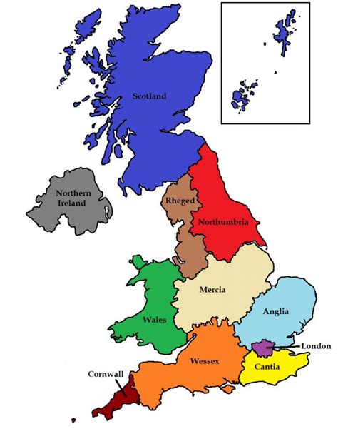 Uk Staaten Map Staat Großbritannien Karte Europa Nord Europa