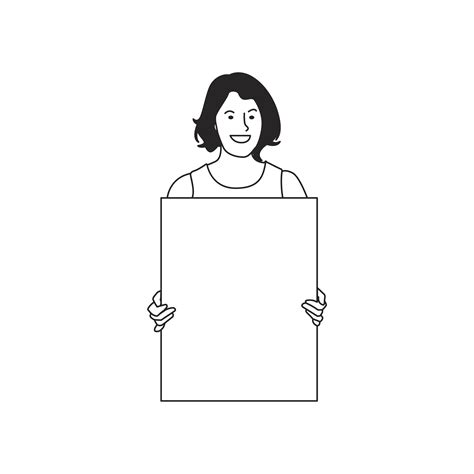 Illustrated Woman Holding Blank Paper Download Free Vectors Clipart