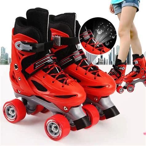 Adjustable Inline Skates Shoes Roller Skates Sneakers 4 Wheels Single