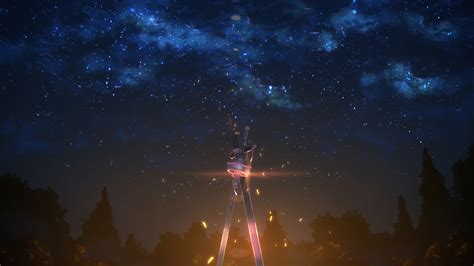 Sword Art Online Sword Night Sky Stars Weapon Anime