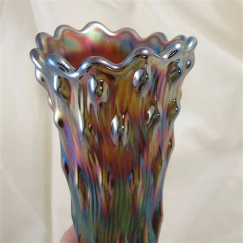 Antique Millersburg Swirled Hobnail Amethyst Carnival Glass Vase Carnival Glass