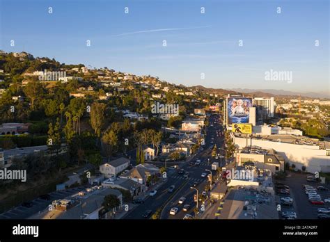 Aerial View Of The Sunset Strip Los Angeles California Stock Photo