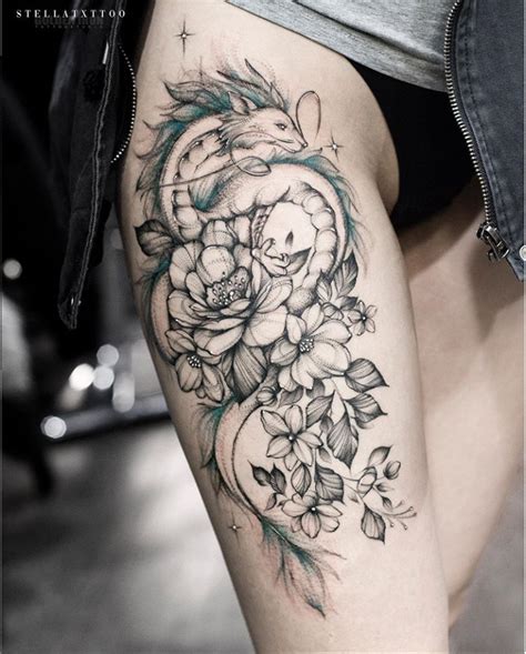 40 Elegant Unique Flower Thigh Tattoos Design For Women Page 2 Of 40