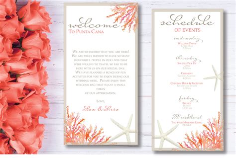 Personalized Wedding Welcome Letter And Itinerary Living Coral