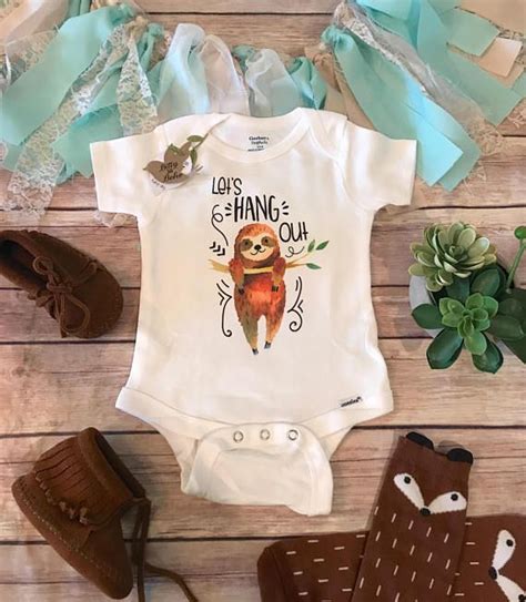 Funny Onesies Lets Hang Out Sloth Onesie Baby Shower