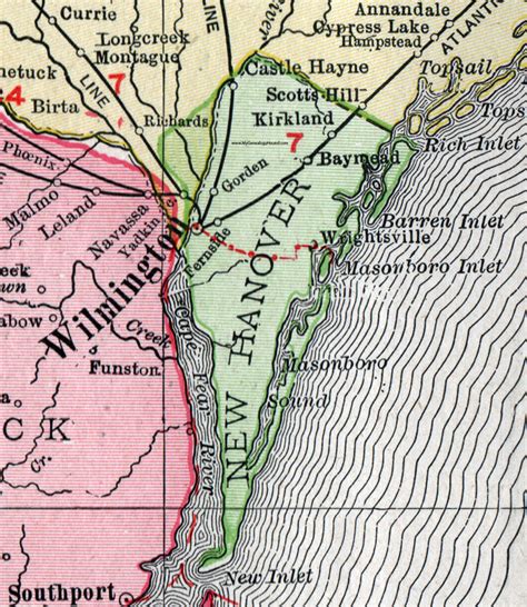 New Hanover County North Carolina 1911 Map Rand Mcnally Wilmington