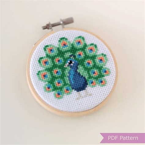 Peacock Cross Stitch Pattern Pdf Peacock Embroidery Etsy