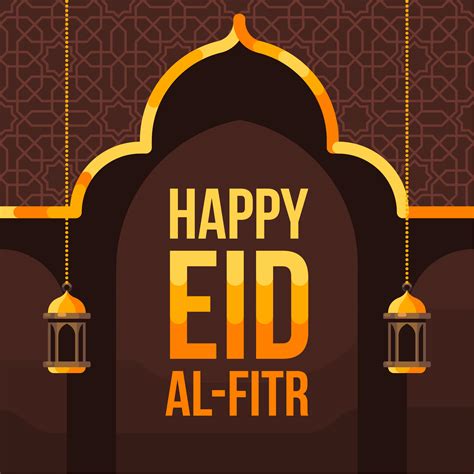 Happy Eid Al Fitr Background With Mosque Silhouette 1217496 Vector Art