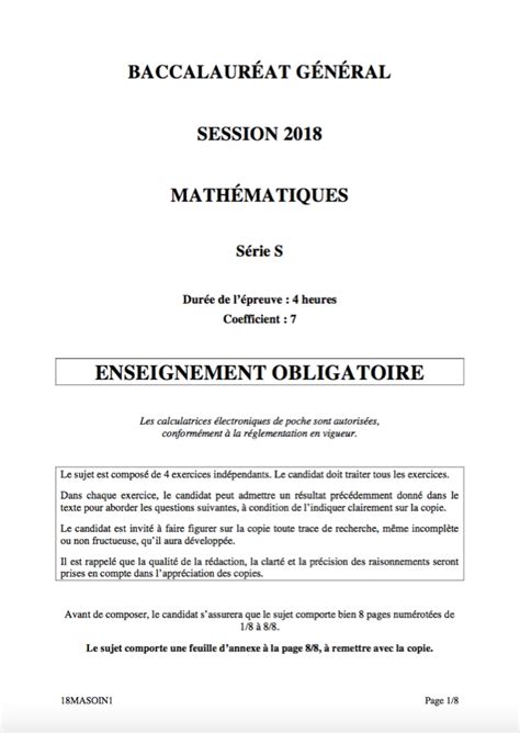 Tous les exercices, partie obligatoire et spécialité, sont corrigés. Sujet de Mathématiques du Bac S Pondichéry 2018 | Cheveux ...