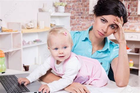 Woman Working From Home And Her Baby Girl Your Business