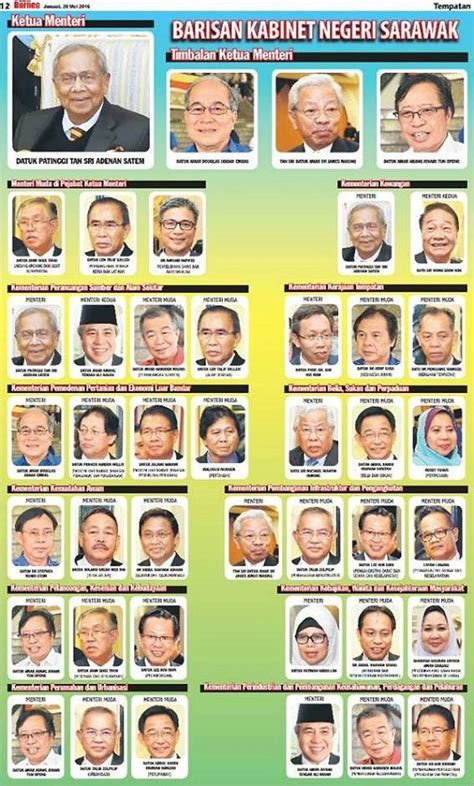 Berikut adalah senarai menteri kabinet malaysia baharu tahun 2018. domba2domba: Senarai Kabinet Sarawak 2016