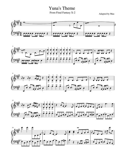 Yunas Theme Ffx 2 Sheet Music For Piano Download Free In Pdf Or