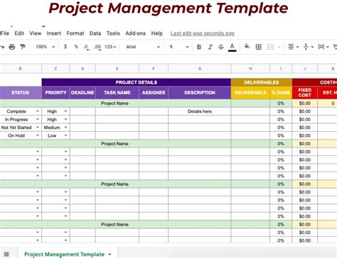 Google Sheet Templates For Project Management