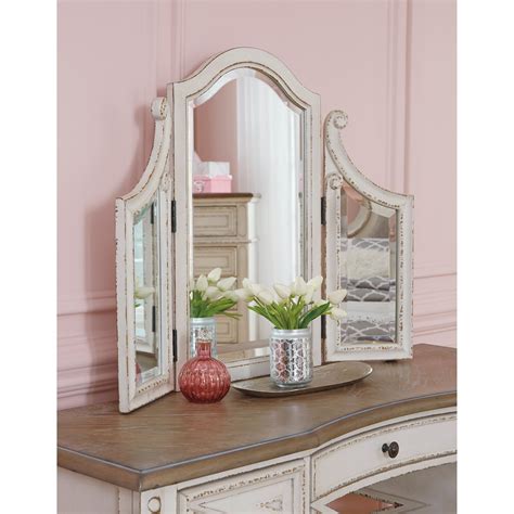Birch and white oak veneers and poplar solids. Signature Design by Ashley Realyn B743-22 Vanity/Mirror ...