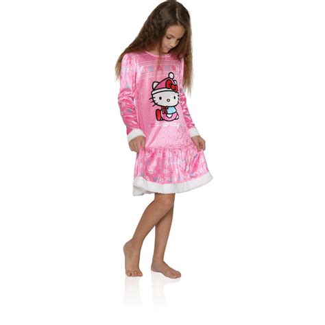 Hello Kitty Hello Kitty Girls Snowflake Ruffled Hem Nightgown Pajama