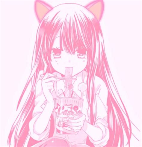 Kawaii Aesthetic Mangaanime Neko Girl Eating Ramen Anime Neko Anime