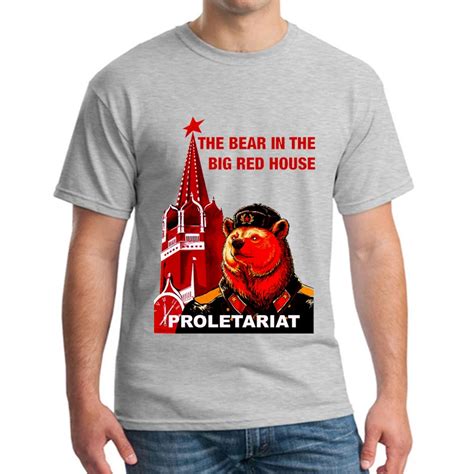 Printed Men T Shirt Cotton O Neck Tshirts Vote Soviet Bear Russian Bear