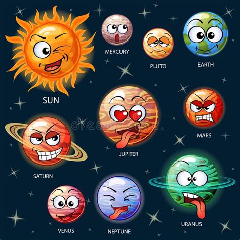 Cute Cartoon Saturn Planet Vector Character Solar System Stock