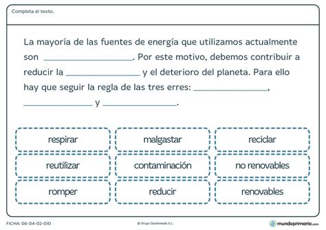 Ejercicios De Ciencias Naturales Mundo Primaria