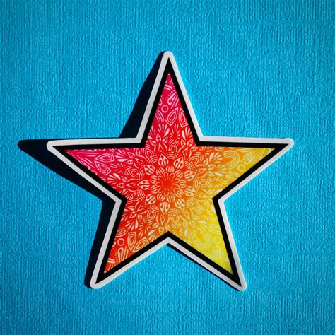 Colored Star Sticker Waterproof Etsy