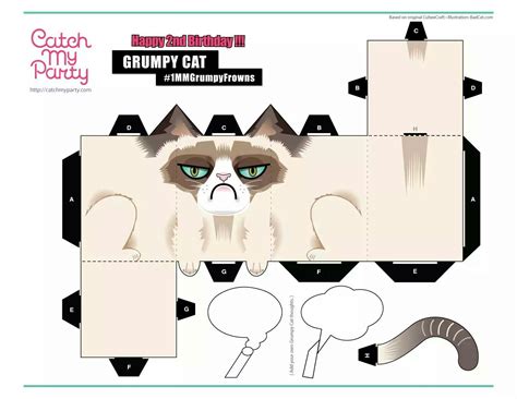 Pin By Olynn Mel On Cube Craft Cat Template Cat Party Paper Cat Craft