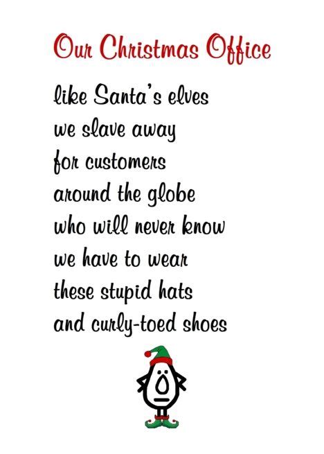 Our Christmas Office A Funny Christmas Poem For Everyone At Work Card