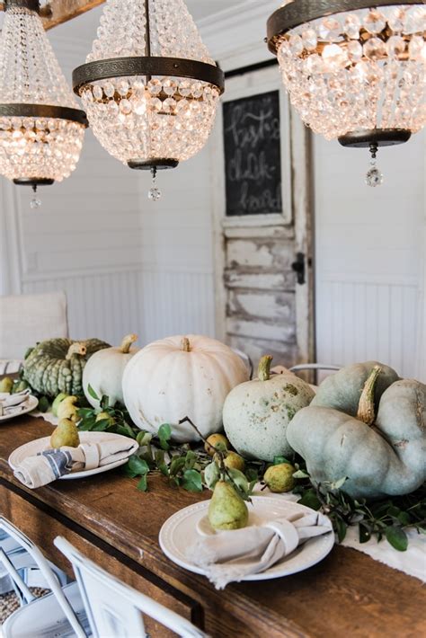Happy Fall Rustic Pumpkin And Pear Farmhouse Table