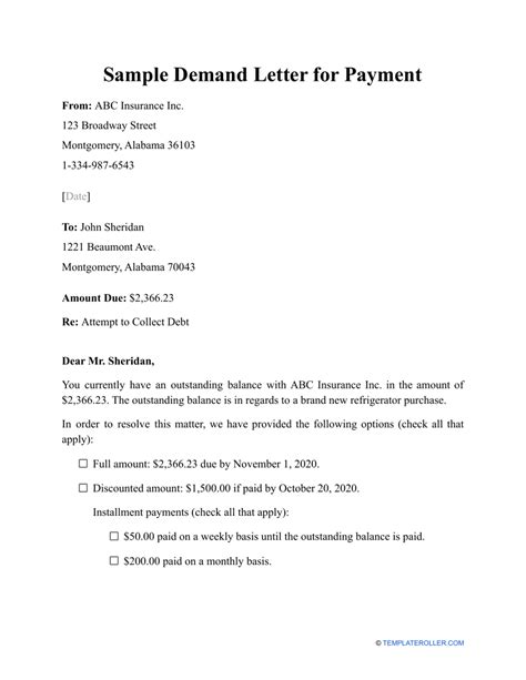 Sample Demand For Payment Letter Template Printable Pdf Download
