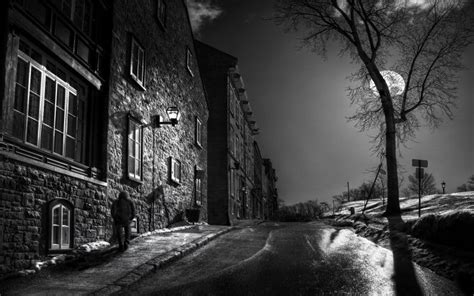 Moon Trees Street Night Architecture Old Building